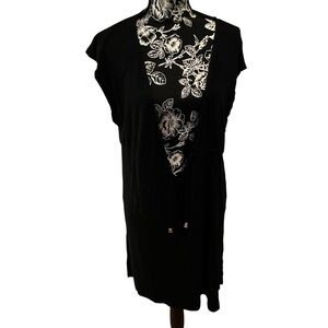 Merona large black deep V cover up with tie
